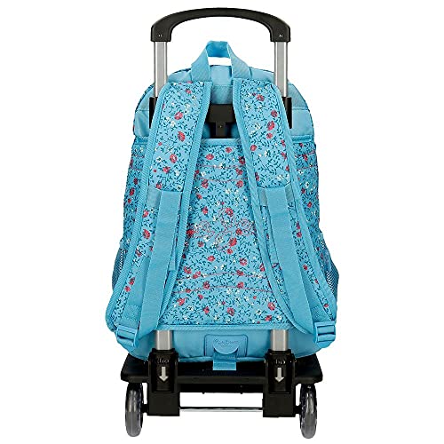 Pepe Jeans AVA Mochila Doble Cremallera con Carro Azul 32x44x22 cms Poliéster 30,98 L