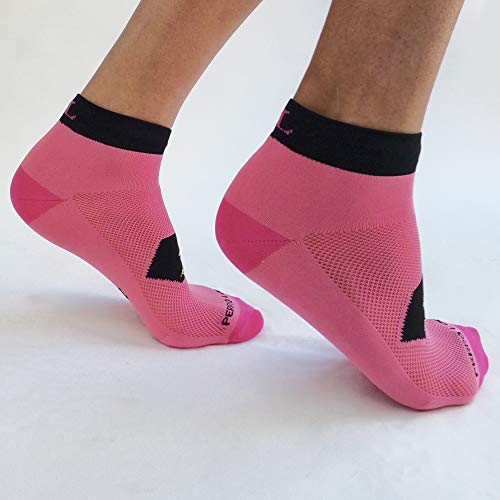 PERRO LOCO Calcetines Cortos para Correr técnicos Coolmax. Calcetines Tobilleros Running. Edición Limitada. Diseñados en Murcia. Fabricados en España. (Rosa, 43-45)