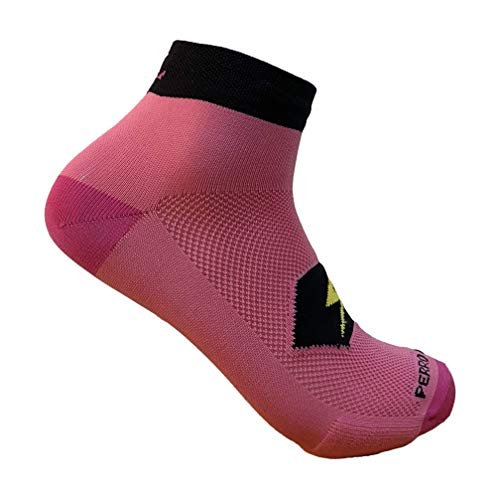 PERRO LOCO Calcetines Cortos para Correr técnicos Coolmax. Calcetines Tobilleros Running. Edición Limitada. Diseñados en Murcia. Fabricados en España. (Rosa, 43-45)