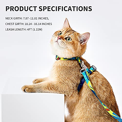 PETKIT arnés para Gatos, arnés Gatos/pequeños Animales, arnés Suave Ajustable a Prueba de Escapes para Gatitos, Cachorros, Conejos, Chihuahua（ Circunferencia del Pecho: 26-41 cm） 122cm (Verde)