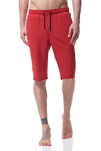 PH-21 Pantalones Deportivos Hombre Pantalón Jogging Casual Algodón Sweat Jogger Short Pants Running(M,Orange)