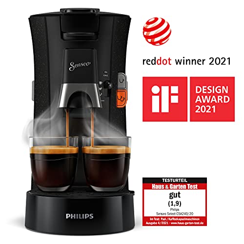 Philips Senseo Select ECO CSA240/20 - Cafetera de monodosis (selección de intensidad, función de memoria, plástico reciclado), color negro