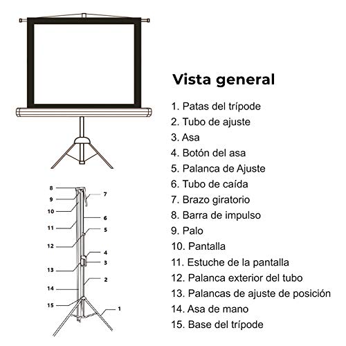 Phoenix Technologies - Pantalla de proyección con trípode portátil Manual Formato 1:1 Altura Ajustable  (2x2m)