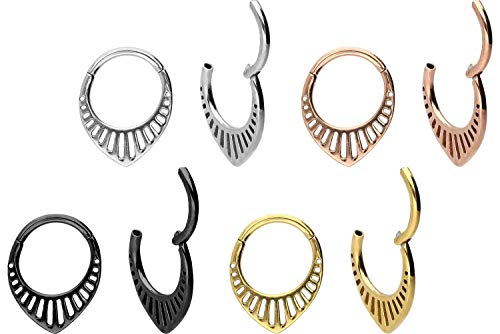 PIERCINGLINE Piercing para septum, tragus y hélix, de acero quirúrgico, diseño a presión, Acero inoxidable, 0