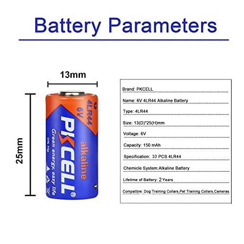 Pila 6V,Pilas 4LR44, Pilas Alcalinas,Sin Mercurio,por Collar Antiladridos para Perros,5 Unidades, PKCELL