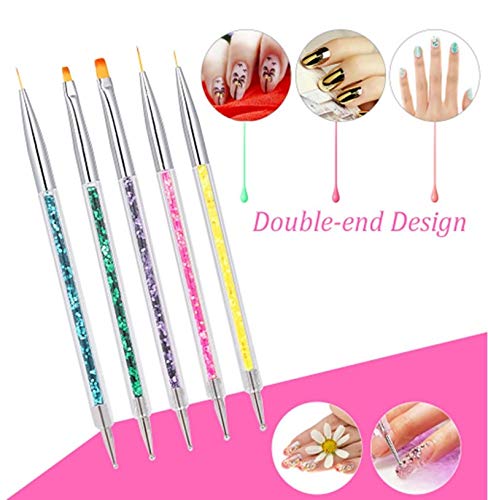 Pincel para arte de uñas Nail Art Arte Diseño Dotting Pen Cepillo uñas pinceles para decoración de uñas, Nail Art acrílico pintura UV GEL 3D Resplandecer Liner Nail Polish dibujo diseño cepillo