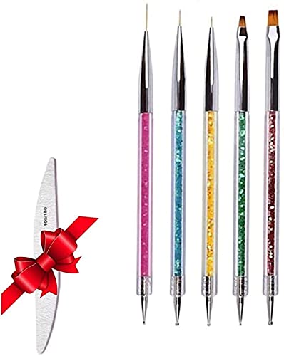 Pincel para arte de uñas Nail Art Arte Diseño Dotting Pen Cepillo uñas pinceles para decoración de uñas, Nail Art acrílico pintura UV GEL 3D Resplandecer Liner Nail Polish dibujo diseño cepillo