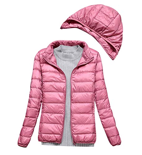 Plumas Mujer Plumiferos Ligeros Mujer Con Capucha Abrigo Plumas Ultralight Plumon Chaqueta Plumifero Ligero Fino Corto Abrigos Señora Chaquetas Invierno Cazadoras Chaquetones Casacas Primavera Rosa XL