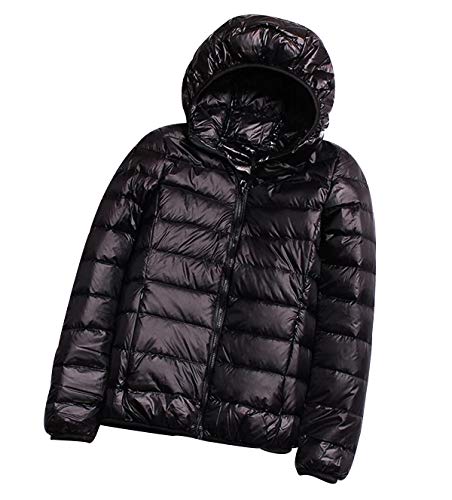 Plumas Ultralight Mujer Plumiferos Ligeros Mujer Con Capucha Abrigo Plumon Chaqueta Plumifero Ligero Corto Abrigos Señora Ultraligero Invierno Cazadoras Chaquetones Casacas Tallas Grandes Negro L