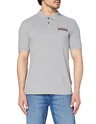 Polo de manga corta ERIS Napapijri para hombre, gris melange medio, XL