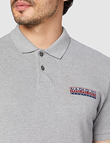 Polo de manga corta ERIS Napapijri para hombre, gris melange medio, XL