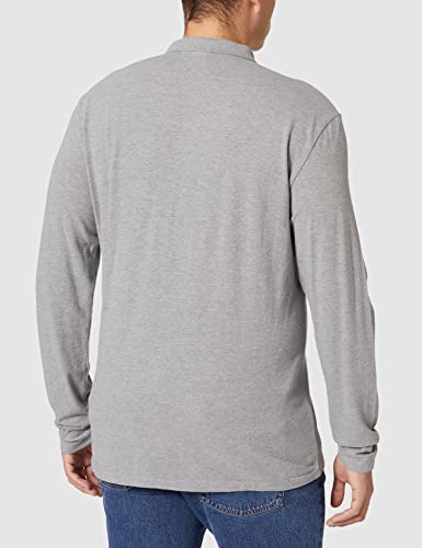 Polo de manga larga ERIS Napapijri para hombre, gris melange medio, M