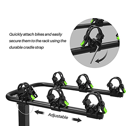 Portabicicletas Trasero, Porta bicicleta para coche, Cinchas para portabicicletas, Soporte Bici Universal, Portabicicletas básico y de fácil manejo (para 3 bicicletas).