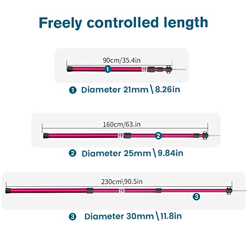 Poste Toldo Telescopico de Aluminio, Varillas Tienda de Campaña con 3 Secciones para Toldos Completos Lona Camping Beach Tent Pabellón de Sombrilla, Regulable de 90-230cm, Rojo