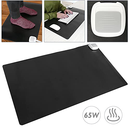 PrimeMatik - Alfombra y Superficie térmica con calefacción para Escritorio Suelo y pies de 60 x 36 cm 65W Negro