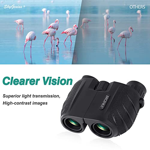 Prismaticos compactos 10x25 para observación de Aves, binoculares pequeños Binoculares de visión Nocturna para niños Adultos, con Lente BAK4 Roof Prism FMC para Viajes al Aire Libre (0.53 LB)