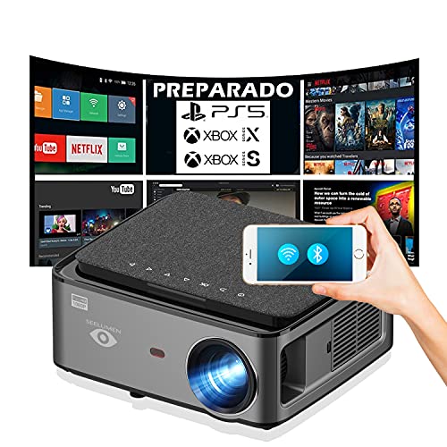 Proyector 4K, Android 9.0, 8.200 Lúmenes, Contraste 15.000:1 ,Fullhd Nativo, Cine en Casa 300", Bluetooth, Altavoces Integrados, Portatil, Keystone 4D, Preparado para PS5, Xbox Series, Zoom Digital