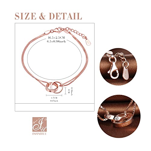 Pulsera Mujer - Infinite U Pulsera de Plata de Ley 925 Catier Elemento Oro Rosa