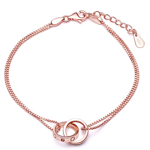 Pulsera Mujer - Infinite U Pulsera de Plata de Ley 925 Catier Elemento Oro Rosa