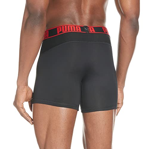 Puma Active Boxer 2P Packed Ropa interior de deporte, Rojo (black/red 232), X-Large (Tallas De Fabricante: 040) (Pack de 2 para Hombre