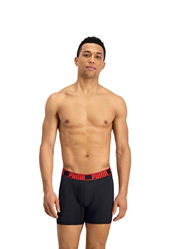 Puma Active Boxer 2P Packed Ropa interior de deporte, Rojo (black/red 232), X-Large (Tallas De Fabricante: 040) (Pack de 2 para Hombre