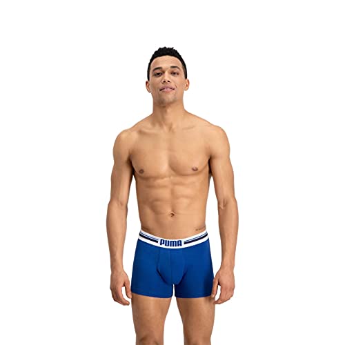 Puma Placed Logo - Pack de 2 bóxers para hombre, color azul, talla M