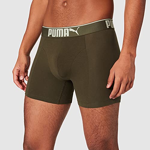 PUMA Premium Sueded Cotton Boxer Briefs, Green Combo, L para Hombre