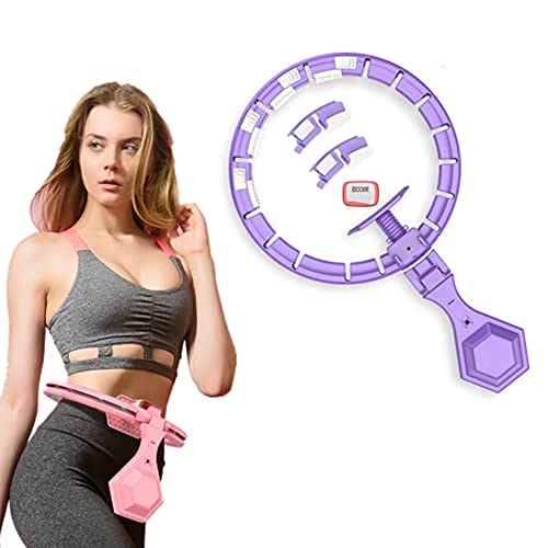 Queta Fitness Hoop Aro de Hula Inteligente Ajustable con Tablero de Masaje + encimera + Luces de Colores para Principiantes, niños, Adultos - Fitness, Adelgazamiento, aro de Entrenamiento (púrpura)