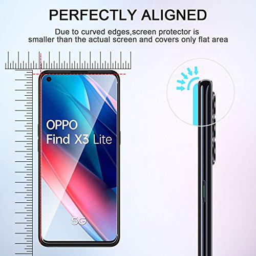 QULLOO para OPPO Find X3 Lite Protector de Pantalla + Protector de Lente de cámara[2 Piezas + 2 Piezas],9H Dureza Vidrio Templado Sin Burbujas Film Cristal Templado