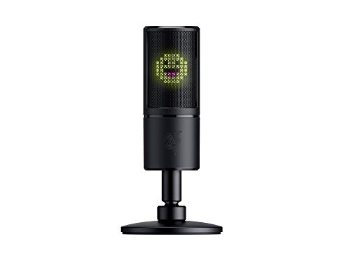 Razer Seiren EmoteMicrófono de condensador USB para transmisión, Micrófono para Streaming, Compacto con amortiguador, patrón de grabación supercardioide, LED Chroma, Negro