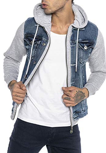 Redbridge Chaqueta Vaquera para Hombre Suéter con capucha de Entretiempo Azul/Gris L