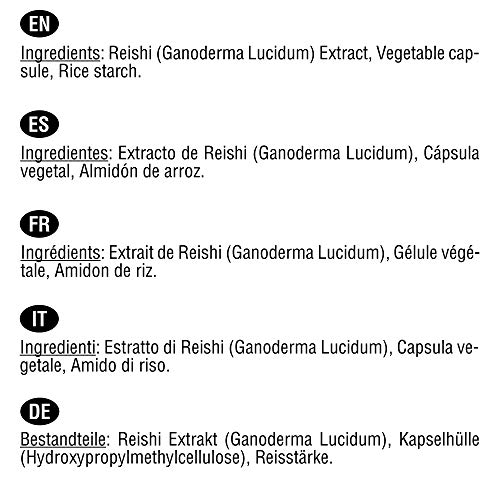 Reishi puro 10000 mg | 180 cápsulas veganas para 6 meses | Con 50% Polisacáridos, 10% Betaglucanos y 2% Triterpenos | Antioxidante natural que refuerza el sistema inmune y reduce la inflamación