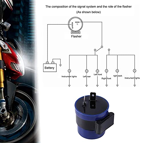 Relé de señal de giro para motocicleta, 6 V-12 V, 2 pines, relé de luz con intermitente, color azul