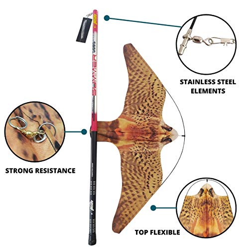 Remi Hogar Halcón Espantapájaros Profesional para ahuyentar pájaros con garantía de fabricación EU | Pértiga de 7 Metros