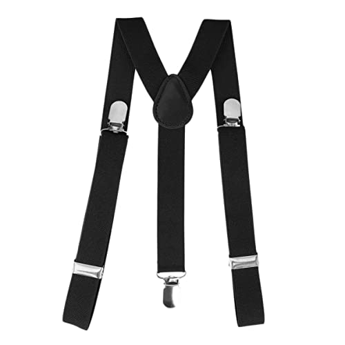 Rendeyuan Brazalete Ajustable con Clip Pantalones Unisex Ajustables Tirantes Tirantes Cinturón de suspensión con Espalda en Y Totalmente elástico para niños - Negro