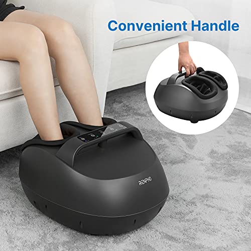 RENPHO Masajeador de pies con técnica de amasamiento shiatsu, función de calor envolvente y múltiples opciones de configuración, con mando a distancia y de fácil de transporte, hasta la talla 46-negro