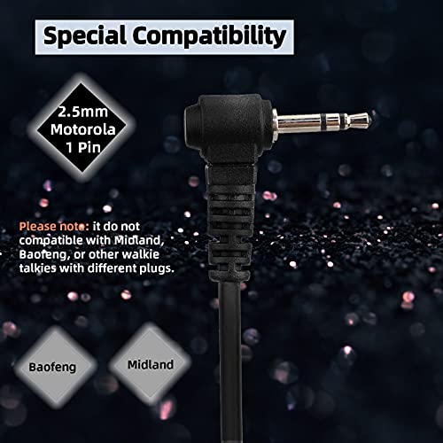 Retevis T001 Walkie Talkie Auriculars 1 Pin 2.5mm Pinganillo Compatible con Retevis RT45 Motorola T82 T82 Extreme T62 T92 H2O T60 T61 T62 T80 Extreme T80ex T81 Hunter T5 T6 Walkie Talkies(10 Pack)