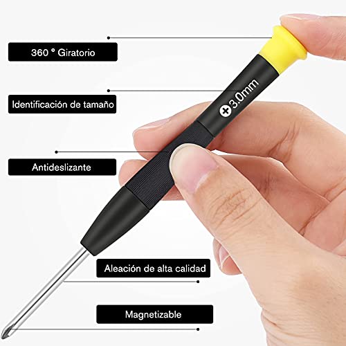 Revspoir Juego de Destornilladores de Precisión Multiusos, Juego de Destornilladores Pequeños para Smartphone,Reloj,Joyería,Gafas,Lentes,Reparación de PC