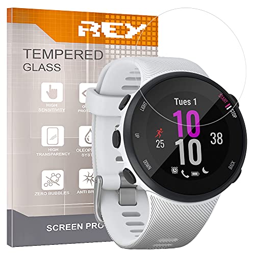 REY 3X Protector de Pantalla para Garmin Forerunner 45S 39mm - Forerunner 45S 42mm, Cristal Vidrio Templado Premium