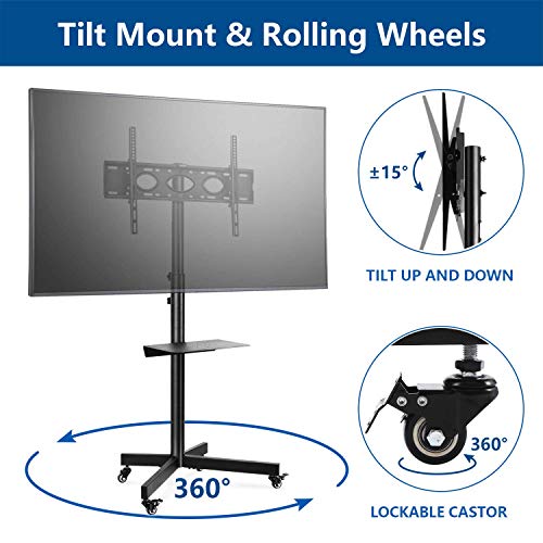 RFIVER Soporte TV Ruedas para Television de 32 a 60 Pulgadas Soporte TV Pie con Inclinación Altura Ajustable MAX Vesa 600x400mm MT2001