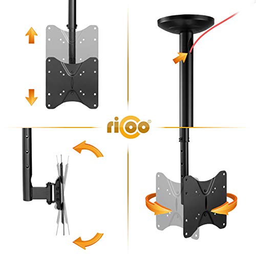 RICOO D0522 Soporte TV Techo Giratorio Inclinable Televisión 23-42" (58-107cm) Brazo Universal Televisor LED/LCD/Curvo VESA 100x100-200x200