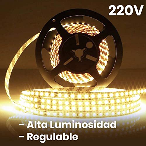 Rollo de 5 metros de Tira de Luz LED Directa a 220v. Color Blanco Neutro (4500K). Impermeable. Corte cada 10cm.