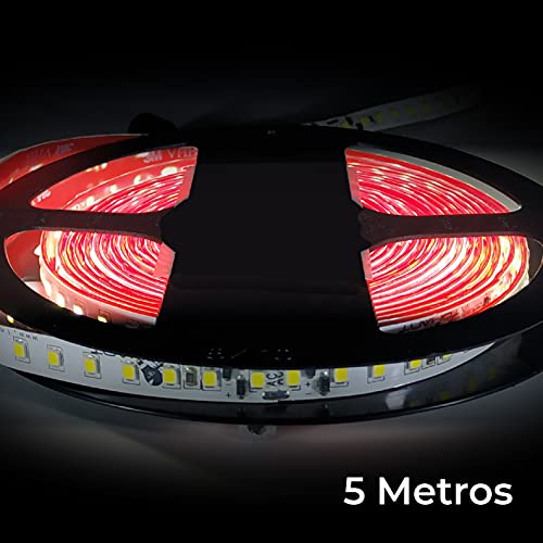 Rollo de 5 metros de Tira de Luz LED Directa a 220v. Color Blanco Neutro (4500K). Impermeable. Corte cada 10cm.