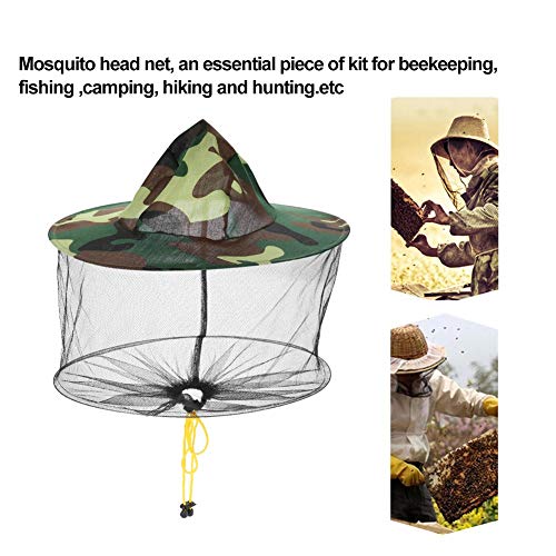 Ruiqas Apicultura Apicultor Anti-Mosquito Insecto Abeja Insecto Mosca Cubierta Gorra Sombrero con Cabeza Malla de Red Protección Facial Equipo de Pesca Al Aire Libre Suministros de