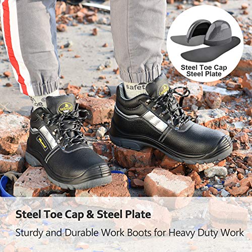 SAFEYEAR Botas de seguridad resistentes para hombre 8027 Site Safety Shoes, S3 botas de trabajo SRC altas con cordones para hombre y mujer, 43 EU