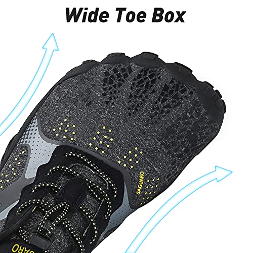 SAGUARO Hombre Mujer Zapatillas Barefoot Minimalistas Calzado de Training Ligeras Cómodas para Caminar Senderismo Ciclismo Trail Running Trekking Playa Agua Exterior Interior, Cuervo Negro, 44