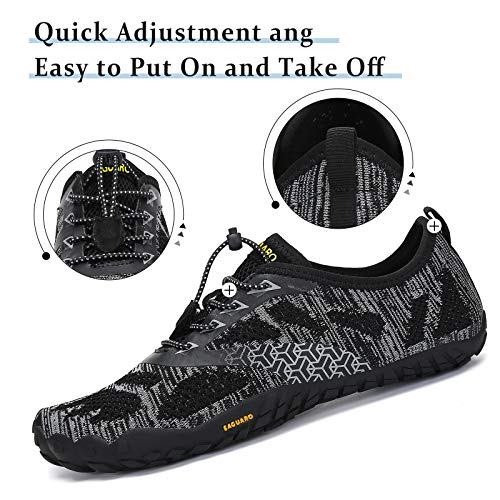 SAGUARO Zapatillas Minimalistas Hombre Mujer Zapatillas de Trail Respirables Zapatillas de Barefoot Ligera Escarpines de Agua Zapatos Running Stil: B Negro Gr.40