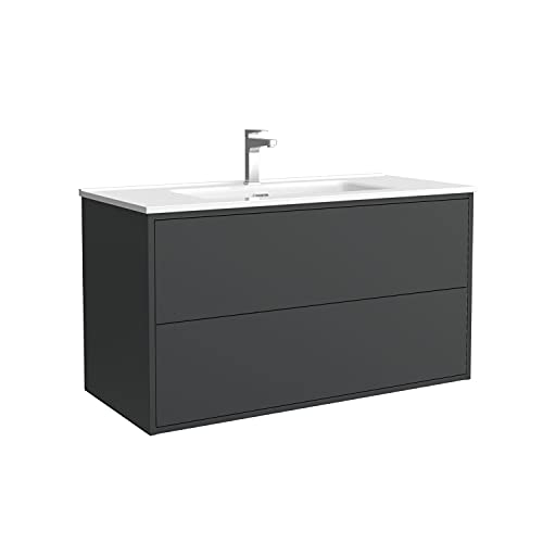 Salgar Optimus Conjunto Mueble de baño, Tableros de partículas, Negro Mate, Extra Grande