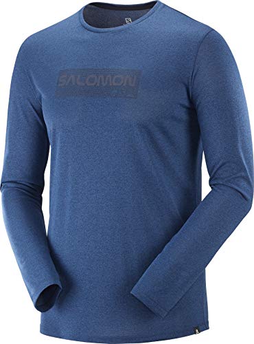 SALOMON Camisetas atléticas para Hombre ágil Graphic LS tee M, Hombre, Camisetas atléticas, LC1166100, Azul Oscuro, XL