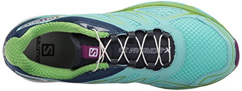 Salomon L38307300, Zapatillas de Trail Running Mujer, Azul (Bubble Blue/Blue Depth/Tonic Green), 38 EU